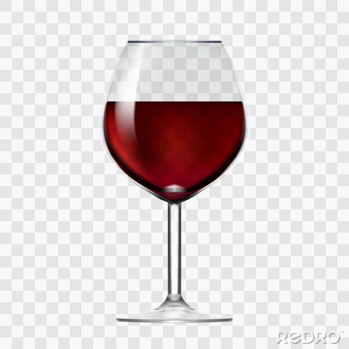 Sticker Transparant wijnglas met rode wijn