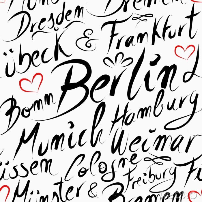 Sticker Travel Germany destination city seamless pattern