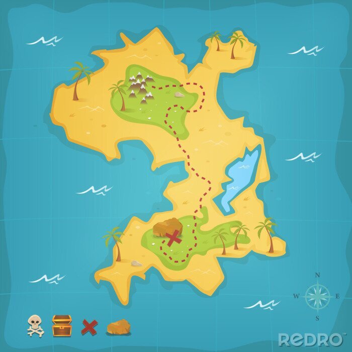 Sticker Treasure Island En Kaart van de piraat