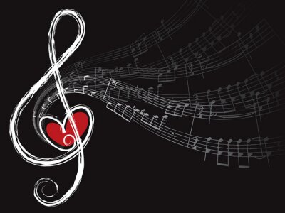 Sticker treble liefde en muziek noten