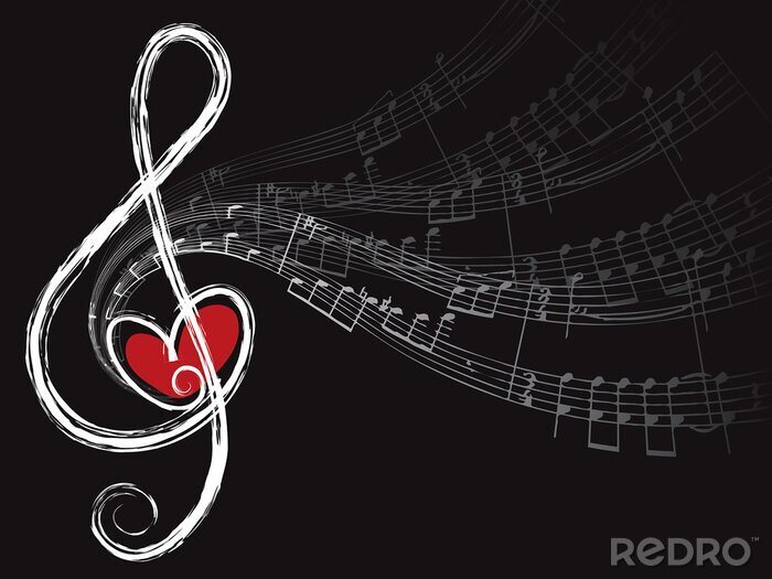 Sticker treble liefde en muziek noten