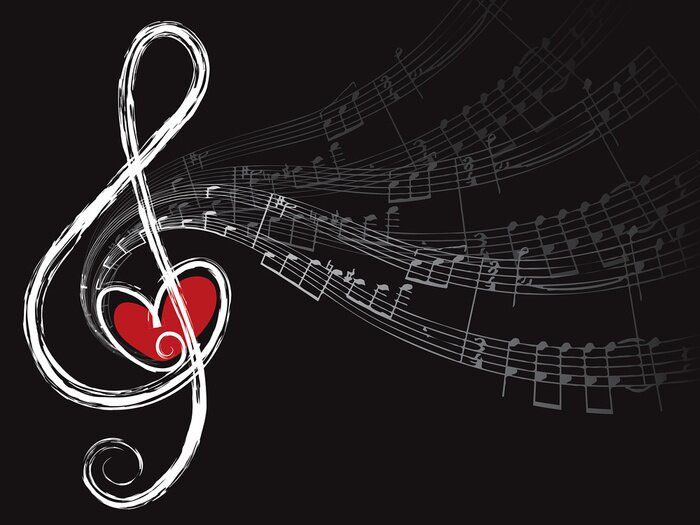 Sticker Treble liefde en muziek noten
