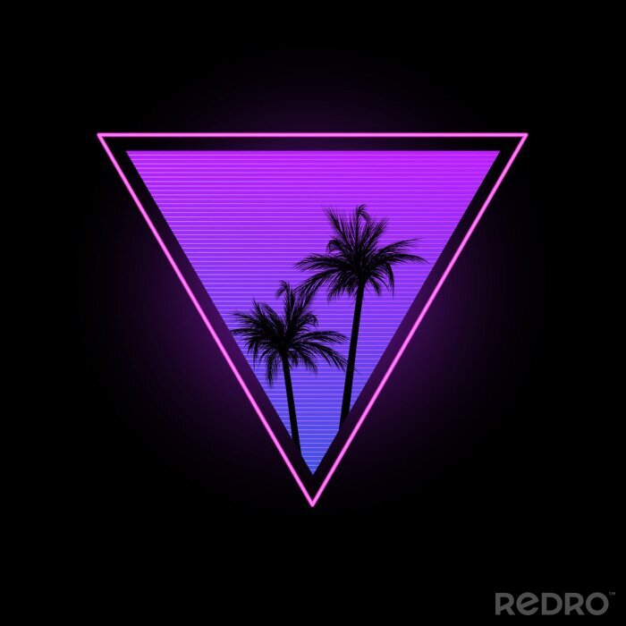 Sticker Triangle with palm trees in the style of the 1980s.