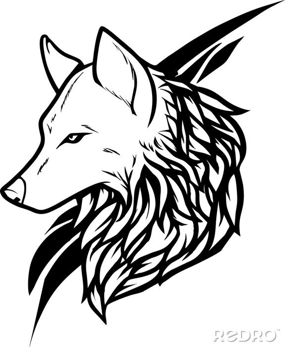Sticker tribale - hoofd van de wilde wolf tattoo stencil ontwerp