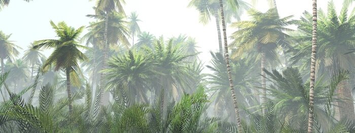 Sticker Tropisch oerwoud licht wazig landschap