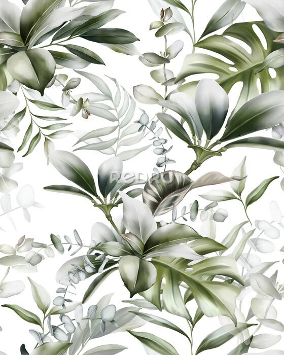 Sticker Tropische bladeren in een exotische compositie