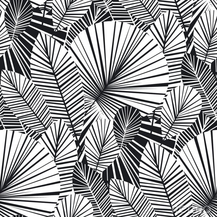 Sticker Tropische jungle zwart en wit