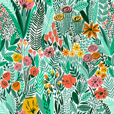 Behang Tropische naadloos bloemenpatroon