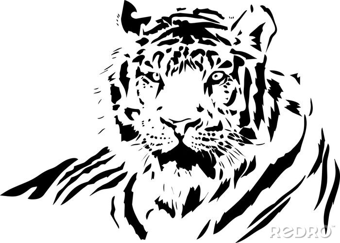 Sticker Trotse tijger in zwart-wit