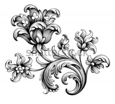 Sticker Tulp op een vintage ornament