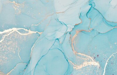 Fotobehang Turkoois aquarel marmering