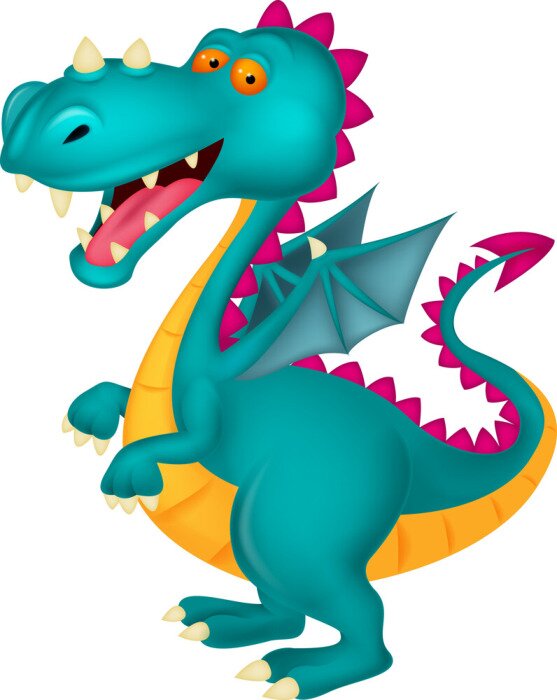 Sticker Turquoise gevleugelde draak sprookje illustratie