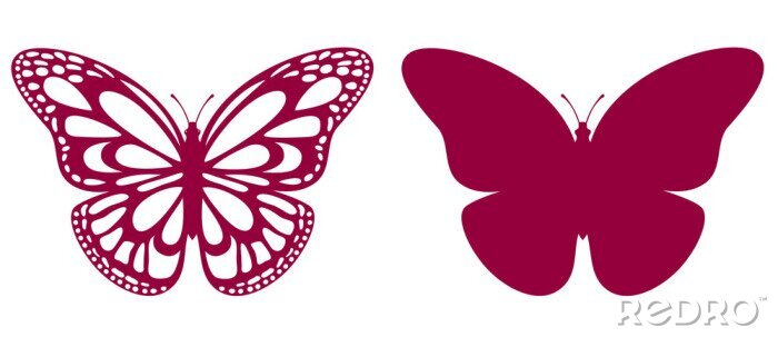Sticker Twee afbeeldingen met de contouren van een vlinder