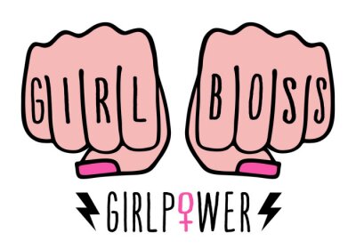 Sticker Twee gebalde vuisten girl power graphic