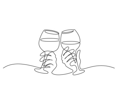 Sticker Twee handen juichen met glazen wijn