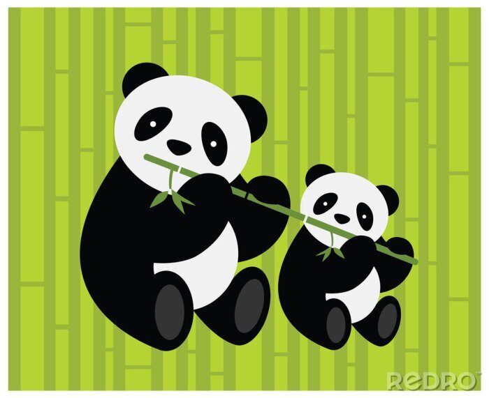 Sticker Twee panda's. Vector illustratie.