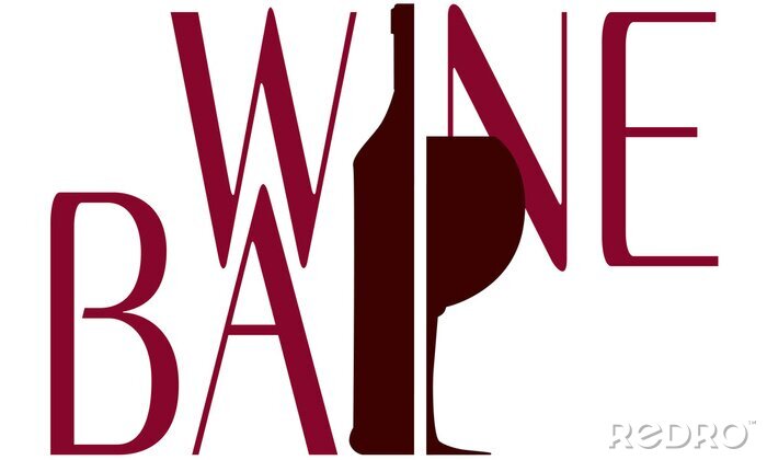 Sticker Typografische afbeelding met letters in de wijnbar