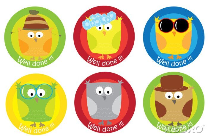 Sticker Uilen voor kinderen in zes wielen
