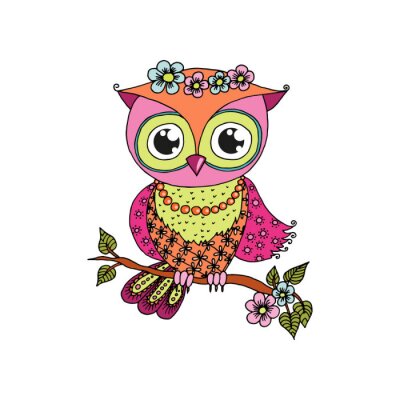 Sticker Uilenboom op een tak