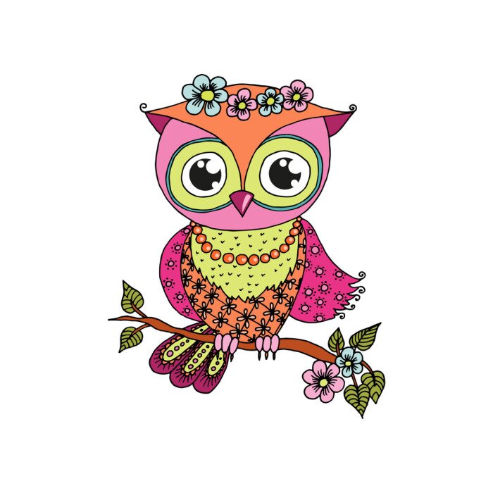 Sticker Uilenboom op een tak