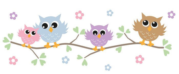 Sticker Uilenboom op een tak