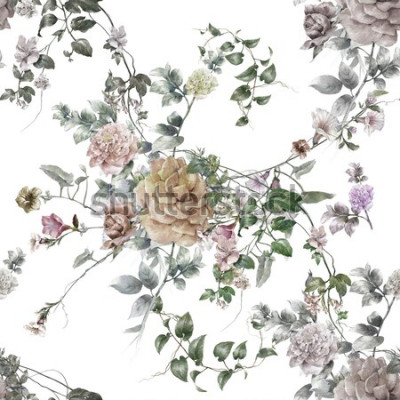 Sticker Uitstekende bloemen op witte achtergrond