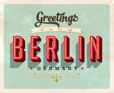 Sticker Uitstekende Kaart Toeristische Groet - Vector EPS10