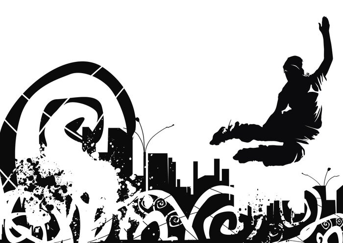 Sticker urban jungle en rollerblade