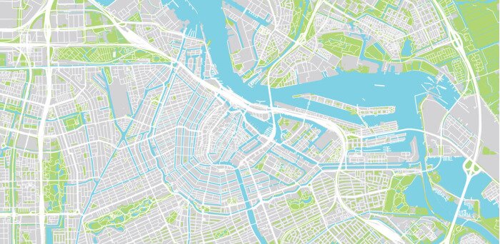 Sticker Urban vector city map of Amsterdam, The Netherlands
