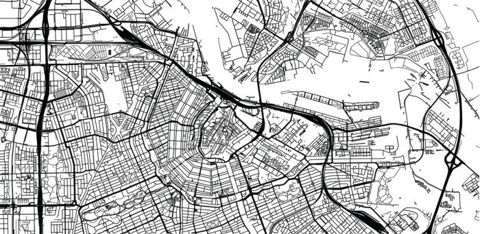 Sticker Urban vector city map of Amsterdam, The Netherlands