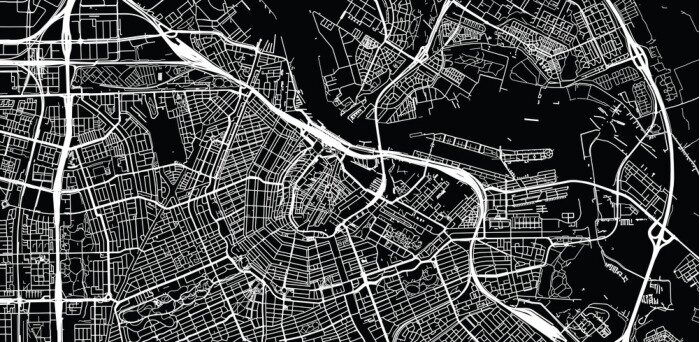 Sticker Urban vector city map of Amsterdam, The Netherlands