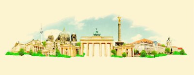 Sticker vector aquarel BERLIN stad illustratie