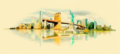 vector aquarel NEW YORK stad illustratie