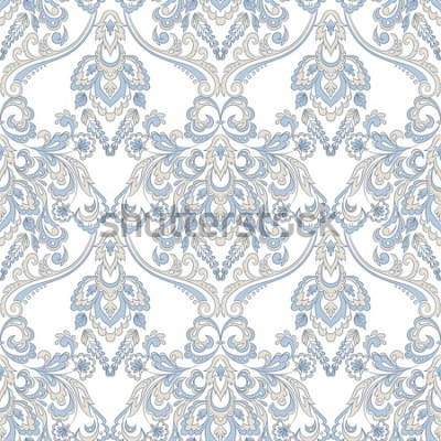 Sticker Vector bloemenbehang. Klassiek barok bloemenornament. Naadloos uitstekend patroon