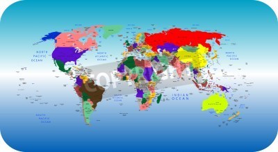 Sticker Vector colorful political map of the World