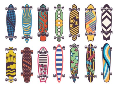 Sticker Vector gekleurde illustraties op skateboards