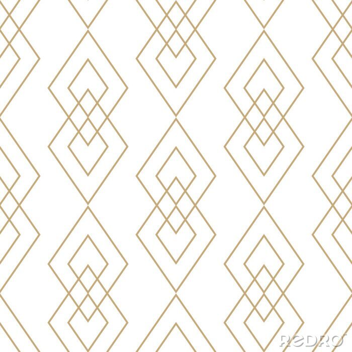Sticker Vector gouden geometrische textuur. Naadloos patroon met dunne lijnen, diamanten