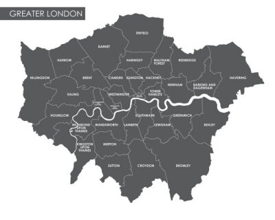 Sticker Vector Greater London bestuurlijke kaart