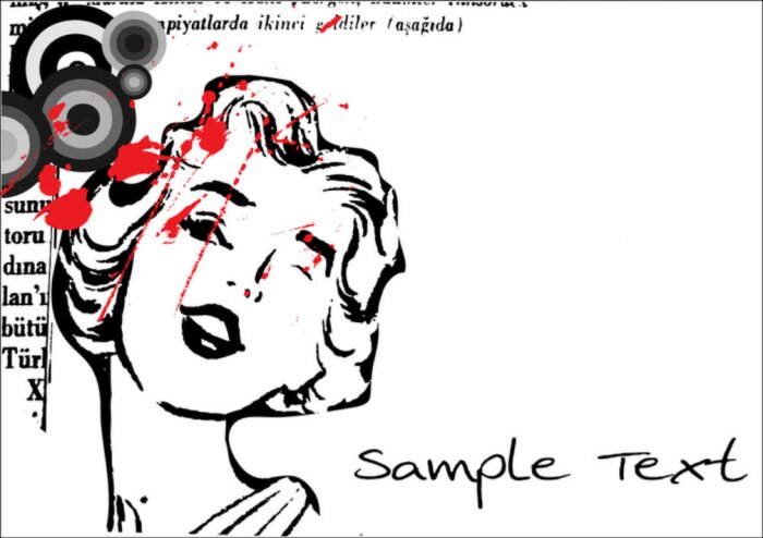 Sticker vector grunge achtergrond met vrouwen