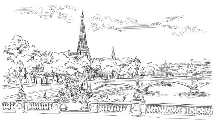 Sticker Vector hand drawing Paris 8