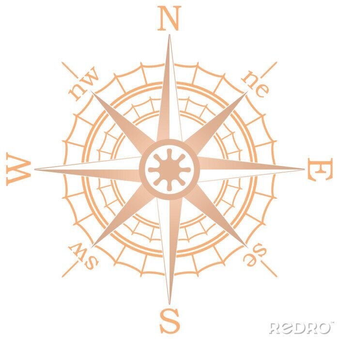 Sticker vector illustratie van bruine zeilen kompas