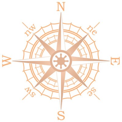 Sticker vector illustratie van bruine zeilen kompas