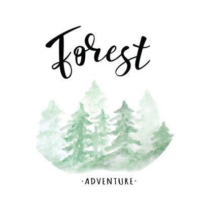 Sticker Vector illustratie van de letters "Forest".