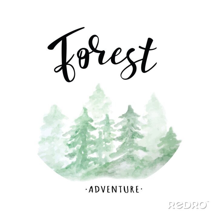 Sticker Vector illustratie van de letters &quot;Forest&quot;.