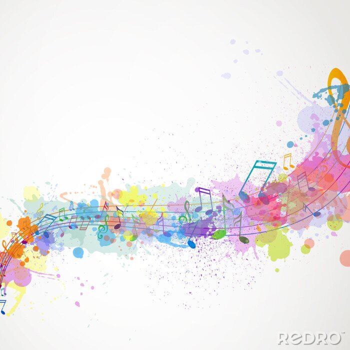 Sticker Vector Illustratie van een abstracte achtergrond met muziek noten