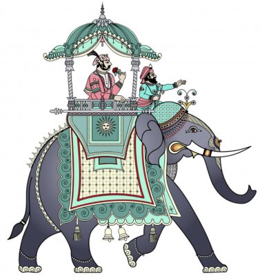 Vector illustratie van een versierde Indische olifant