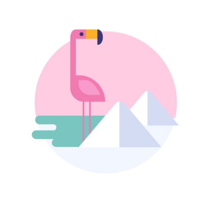 Sticker Vector illustratie van flamingo voor sticker of label. Zuid-Amerika.
