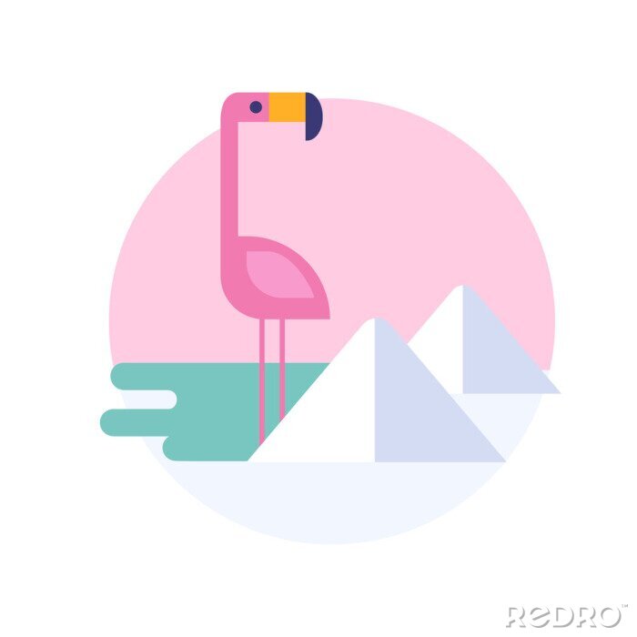 Sticker Vector illustratie van flamingo voor sticker of label. Zuid-Amerika.