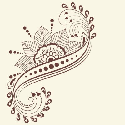 Sticker Vector illustratie van mehndi ornament. Traditionele Indische stijl, decoratieve bloemen elementen voor henna tattoo, stickers, mehndi en yoga ontwerp, kaarten en prenten. Abstract floral vector illus