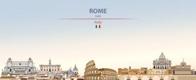 Sticker Vector illustration of Rome city skyline on colorful gradient beautiful daytime background